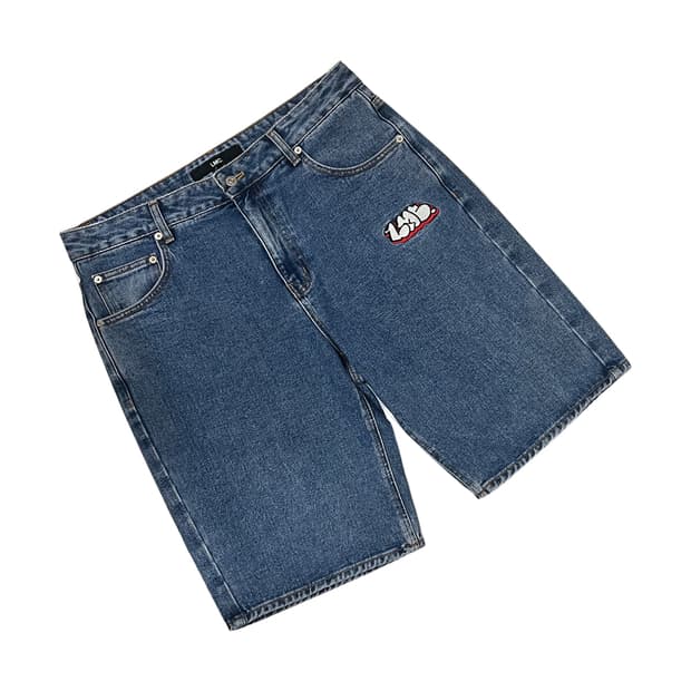 LMC 엘엠씨 자수 로고 데님 쇼츠 팬츠 반바지 L