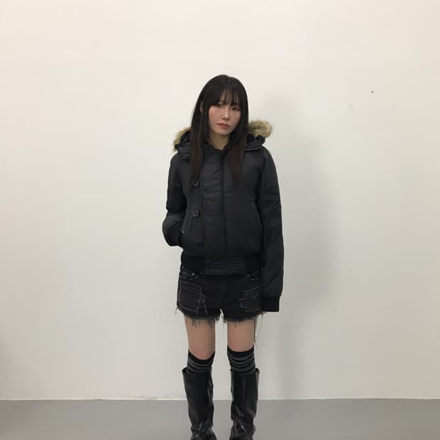 Polo Jeans Black Fur N-2B Bomber Jacket