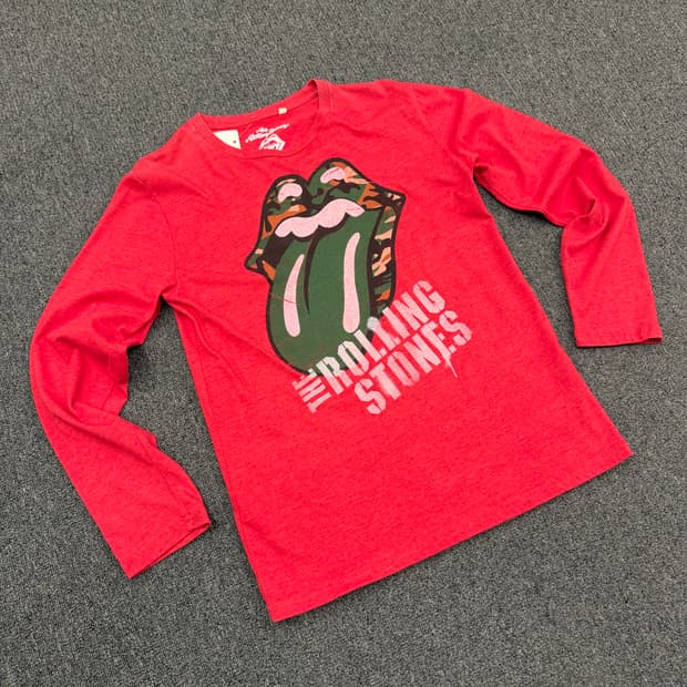 L) 롤링스톤즈X어 베이싱 에이프 빈티지 프린팅 롱슬리브