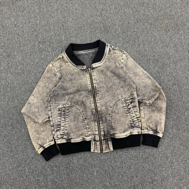 M)Japanese vintage 워싱 여성 데님 바시티 자켓