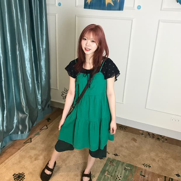 단추 포인트가 너무 귀여운 하프팬츠🫪 푸릇 푸릇한 그린 코디셋🦎🌳