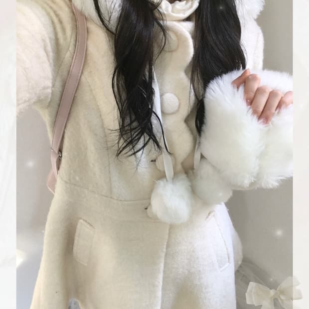 Liz lisa 리즈리사 양산형 달천 후드 폼폼이 원피스코트 헤이세이