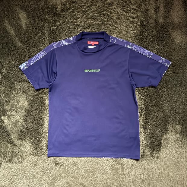 [M] BEAMS GOLF 빔즈 골프 페이즐리 모크넥 티셔츠