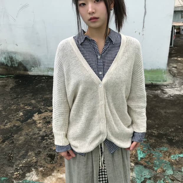 아이보리 루즈핏 가디건