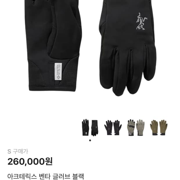 아크테릭스 벤타 글러브 블랙 S