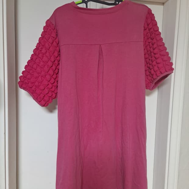 퍼프 반팔 롱티셔츠 