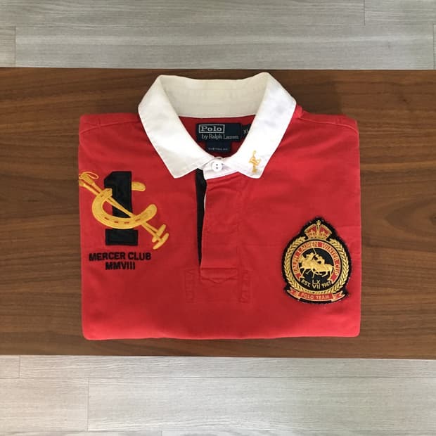 폴로 빅포니 긴팔 럭비티 메르세르클럽 추격자 레드