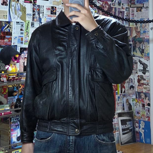 빈티지 양가죽 투포켓 블랙 봄버