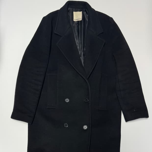 여성 톰보이 tomboy 더블 울 코트 블랙