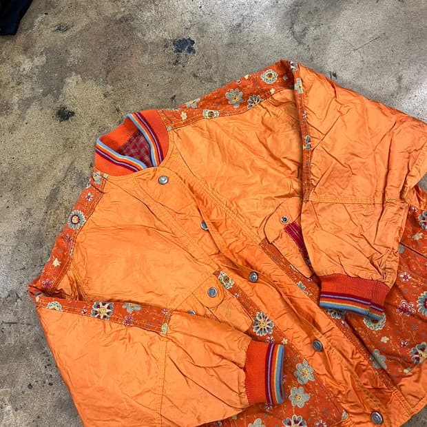 [정품] 오렌지 꽃무늬 봄버 자켓 b19