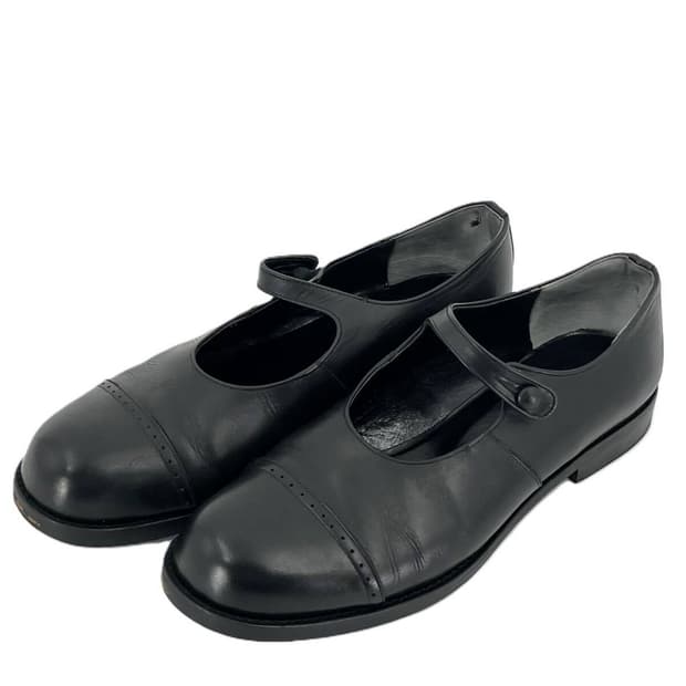 꼼데가르송 가죽 스트랩 플랫슈즈