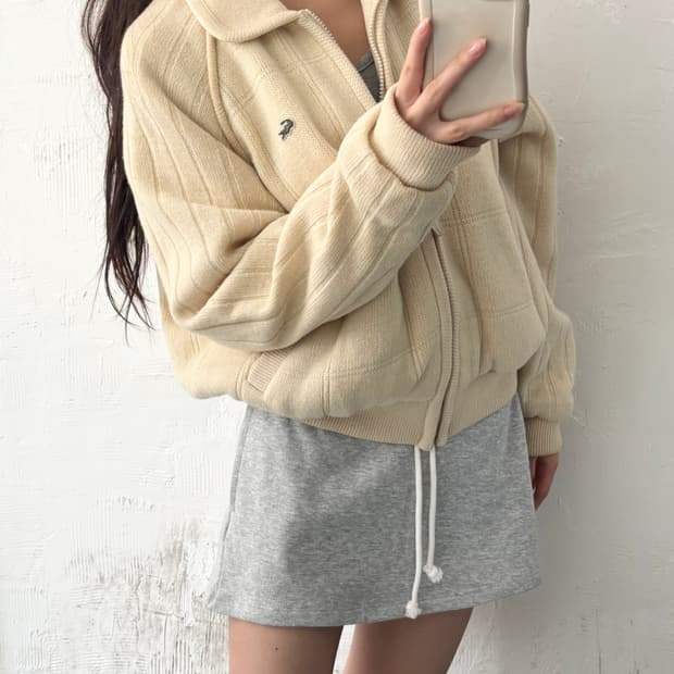 Lacoste 라코스테 베이지컬러 울 블루종 자켓