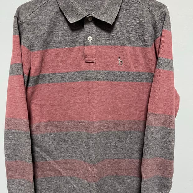 헤지스 핑크/회색 스트라이프 긴팔티