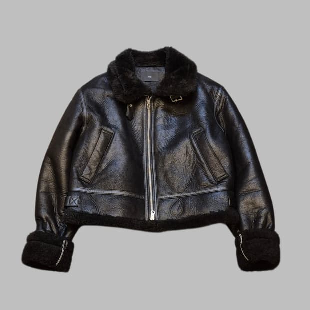 여성-FREE 블랙 숏 무스탕자켓 