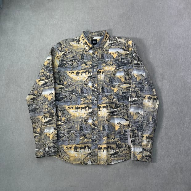 95 스투시 월드 트라이브 사파리 셔츠