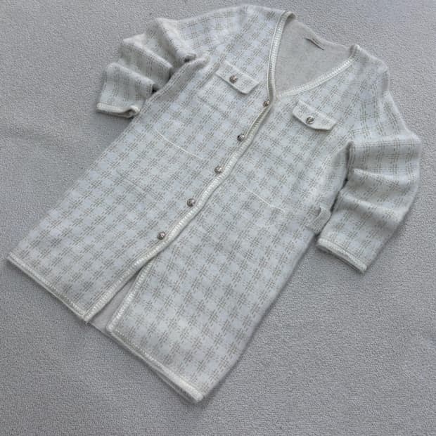 F 더아이잗 여성 트위드 롱 가디건 0325E