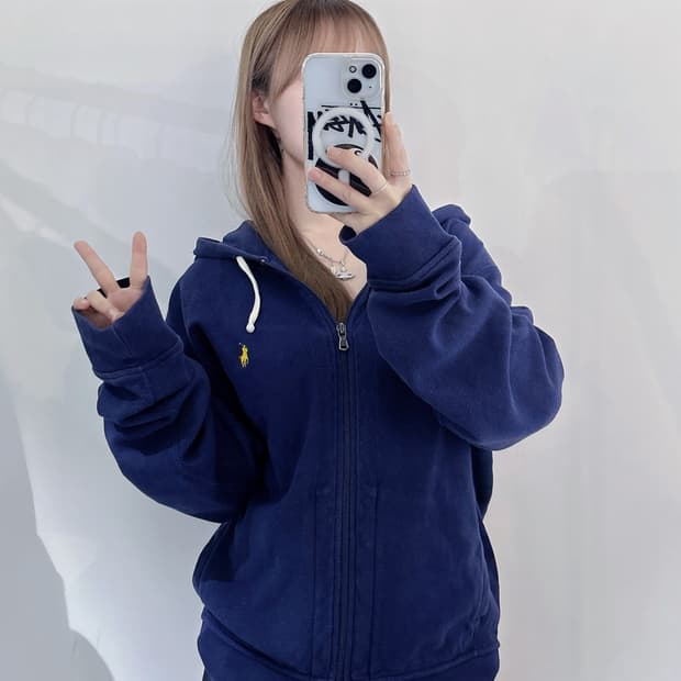 폴로랄프로렌 옐로포니 네이비 후드집업