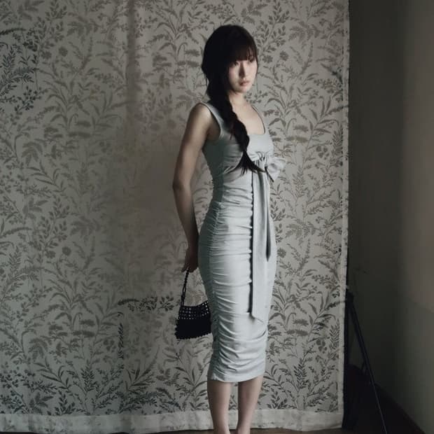 한땀한땀 달기 원피스 그레이 S