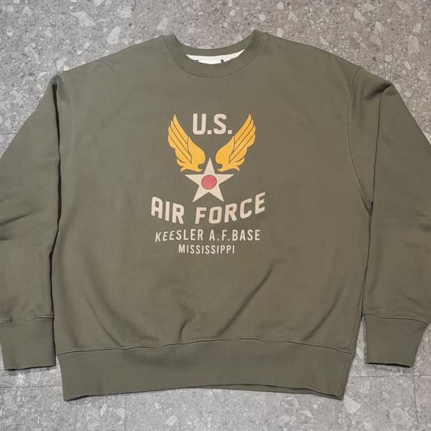 💥유니폼브릿지 에어포스 헤비 스웻셔츠 카키 (L) 
