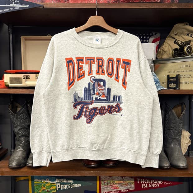 90s 델타 MLB 디트로이트 타이거즈 시티 그래픽 스웻셔츠 N1235