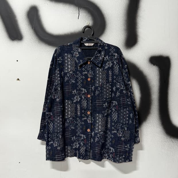 VTG 빈티지 재패니즈 오리엔탈 동양풍 원포켓 린넨 긴팔 셔츠