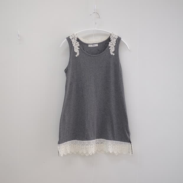 Grey lace sleeveless