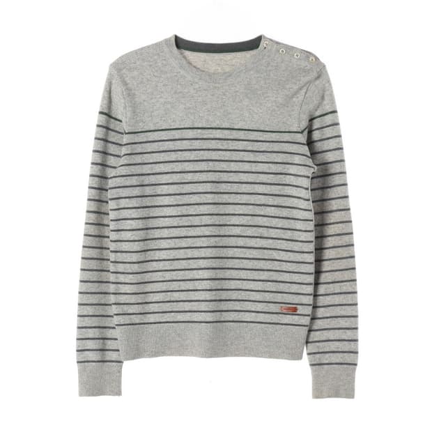 빈폴 가죽 엘보 패치 스트라이프 니트