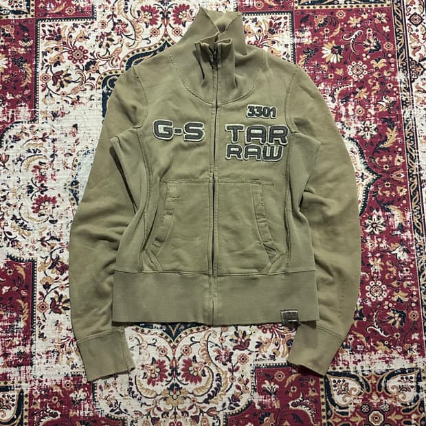 펑크 카키 데미지 집업