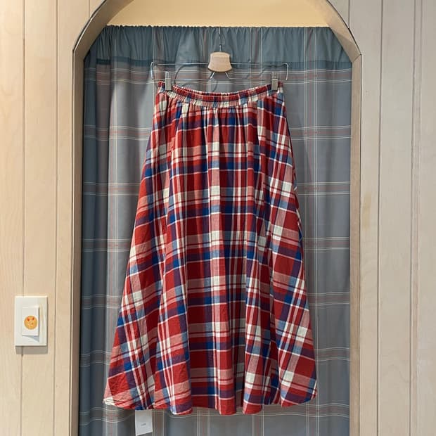 일본빈티지 체크 주머니 스커트