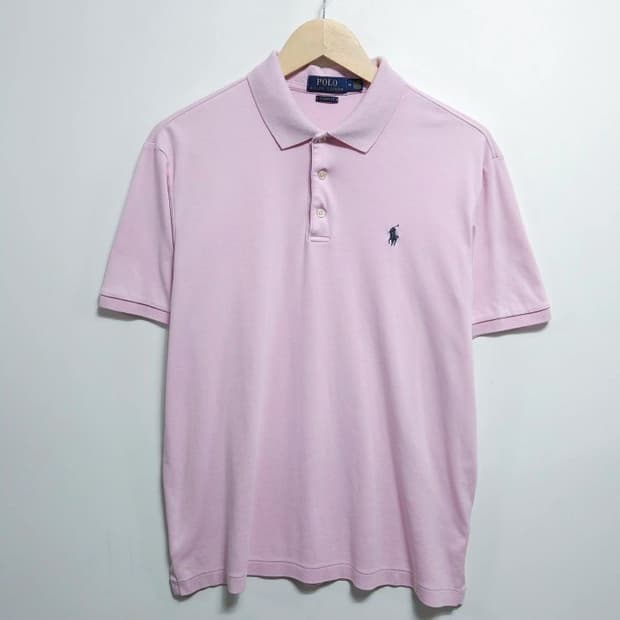 100 POLO 폴로 랄프로렌 반팔 카라티 연핑크 피마코튼