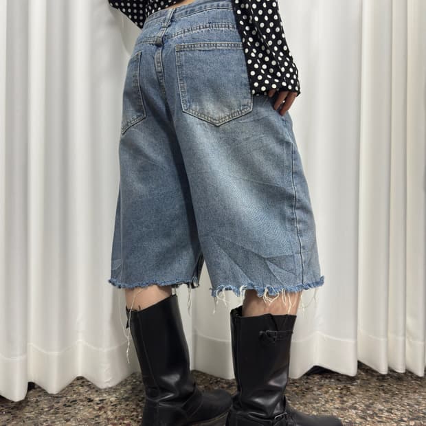 denim half pants