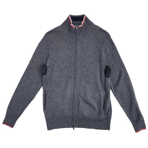 TOMMY HILFIGER 엘보패치 니트집업