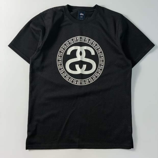 Stussy 스투시 00,블랙 메쉬 반팔티셔츠
