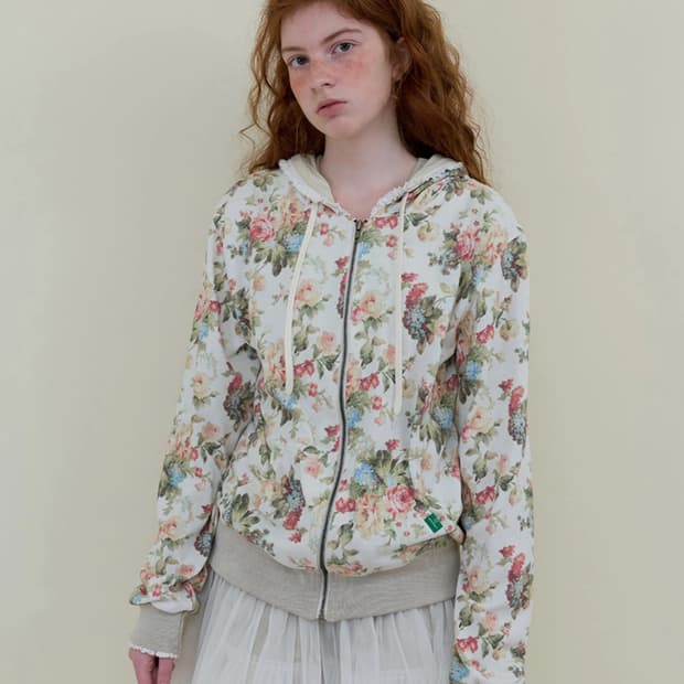 노컨텐츠 234. Flower Lace Zip-Up _ Ivory