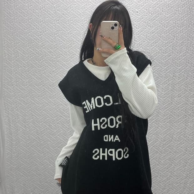 ESC스튜디오 스트릿 힙합 레터링 니트 조끼 베스트 105 C07960