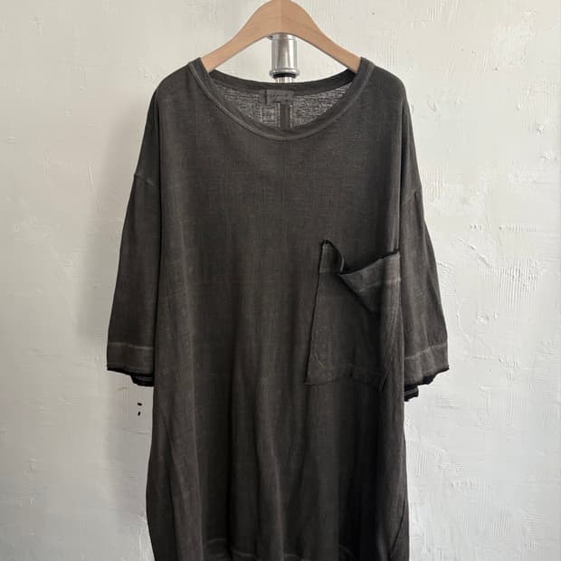 Yohji Yamamoto 요지 야마모토 차콜 컬러 린넨 포켓 티셔츠