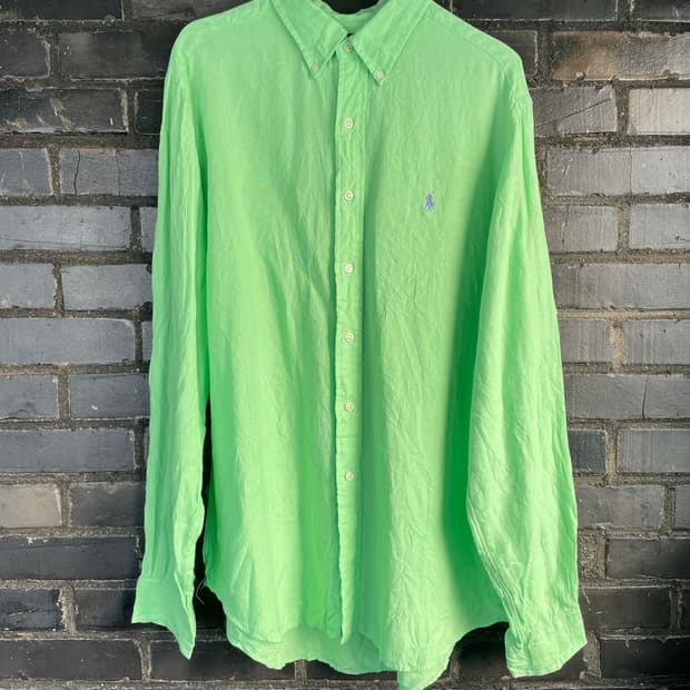 Polo Ralph Lauren 린넨 클래식핏 셔츠 / 라임그린 / 루즈