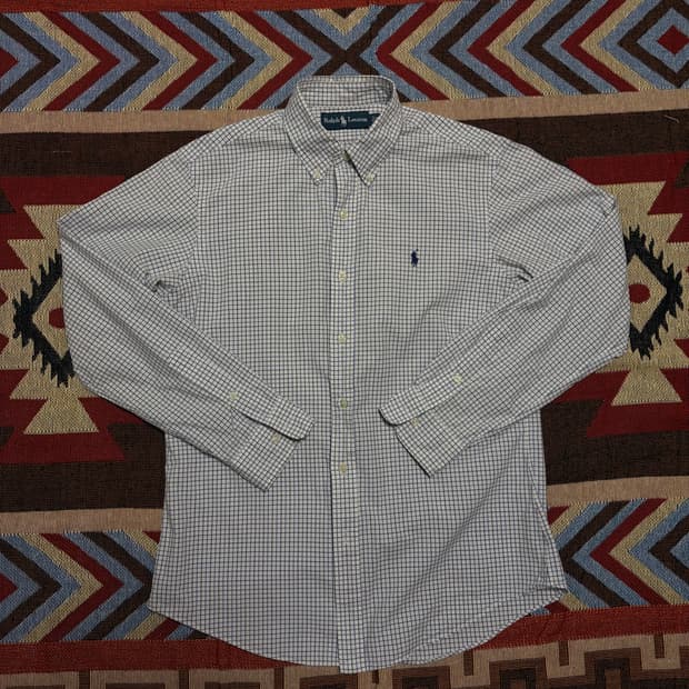 M) 폴로 랄프로렌 체크 셔츠 블루