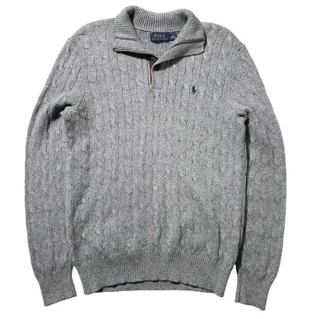 폴로 랄프로렌 케이블 실크 하프집업  버튼 니트