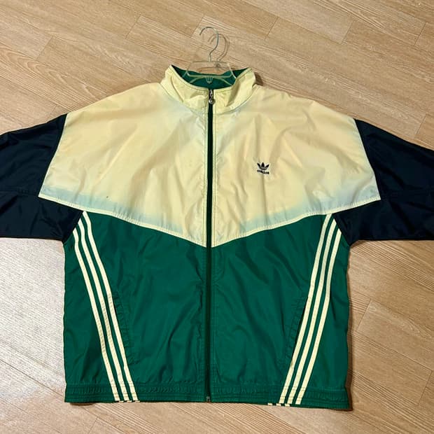 아디다스 80s 그린 아이보리 윈드브레이커