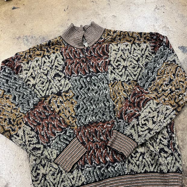 [정품/L] 빈티지 패턴 하프넥 니트 스웨터 b16