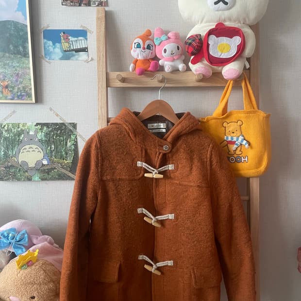 모리걸 빈티지 울 혼방 숏 후드 떡코🧡