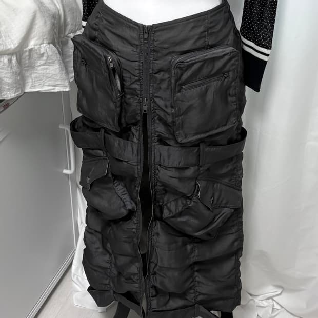 빈티지 테크웨어 펑크 본디지 포켓 롱스커트