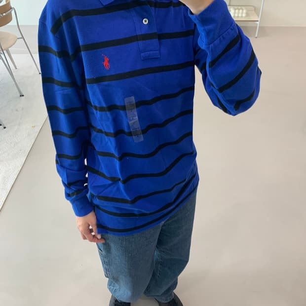 폴로 랄프로렌 긴팔 카라티 블루 S,M,L