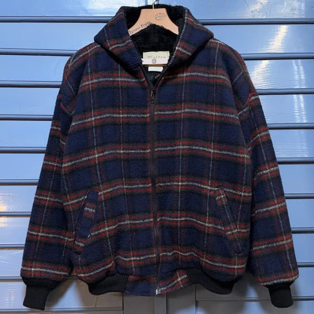 Melton USA 체크 퍼 후드자켓