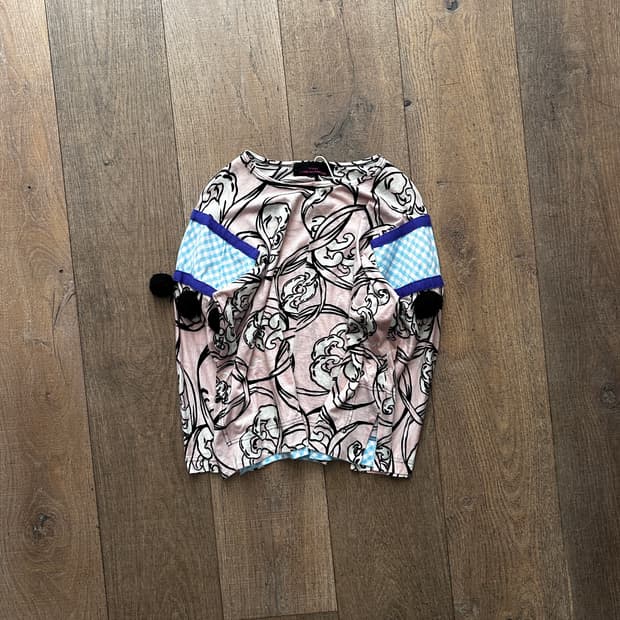 Pattern Pompom Detail Long Sleeve