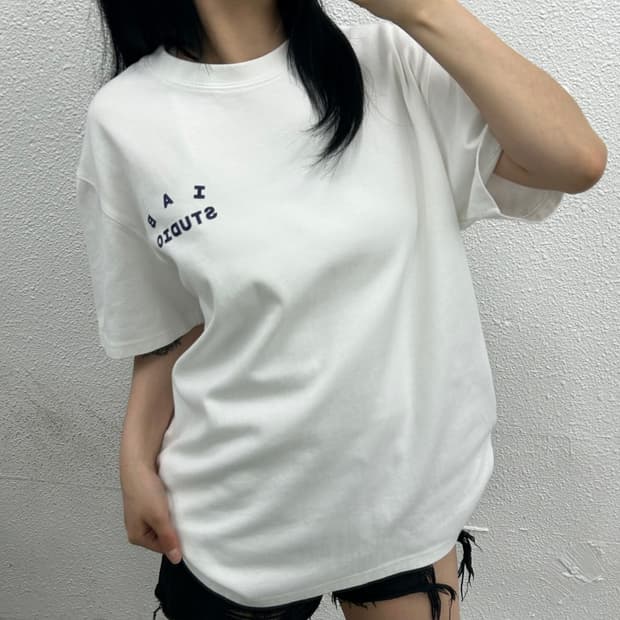 아이앱 스튜디오 백로고 네이비 반팔 XL