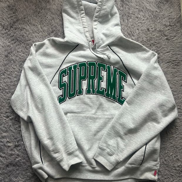 슈프림 박시 파이핑 아크 후드 애쉬그레이 M