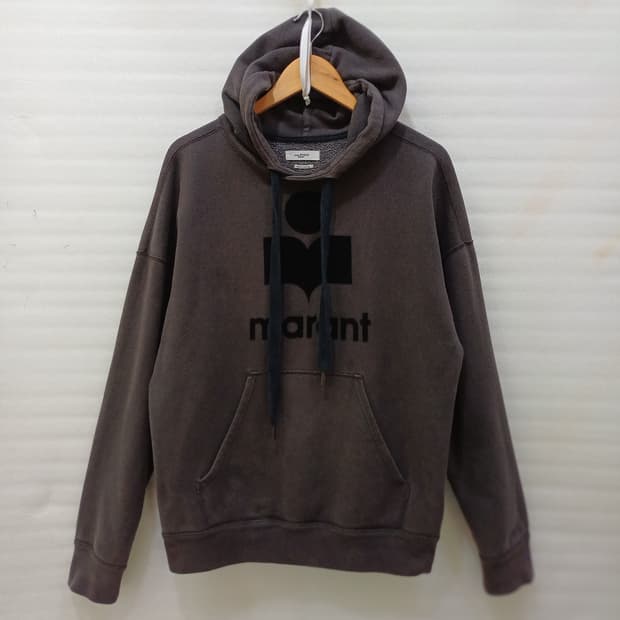 정품 이자벨마랑 오버핏 벨벳로고 기모 후드 티 오버핏 사랑봉봉