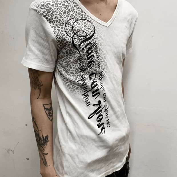 [BeauMere] Leopard Print White 1/2 Tee